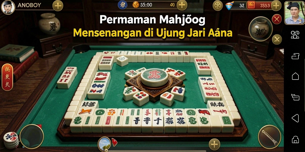 Tampilan gameplay yang seru dan menarik dalam permainan Mahjong ANOBOY.