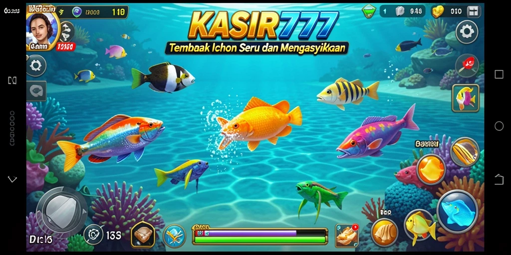 Gameplay seru KASIR777 saat menembak ikan.