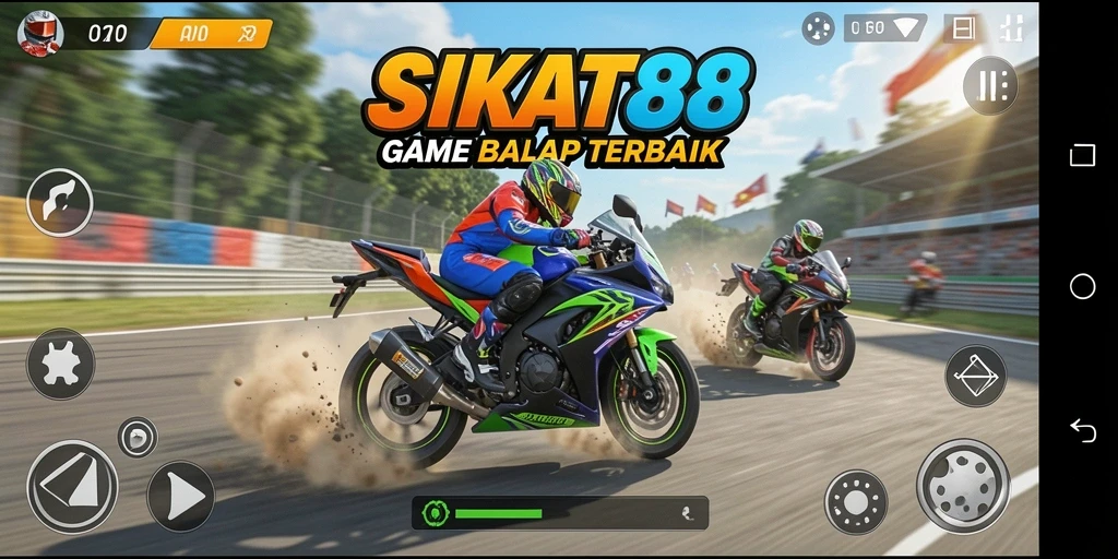 Screenshot SIKAT88 menampilkan aksi balap motor yang seru dan penuh adrenalin.