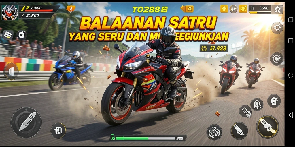 Tampilan gameplay seru di balapan motor TO288.